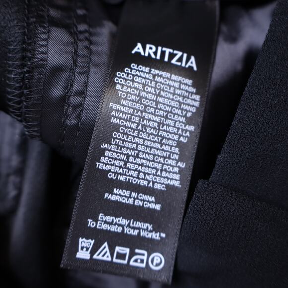 TEN Aritzia Estela Pleated Crepe Pant Black Mid Rise Wide Leg Unlined Women's 0 - Picture 11 of 12